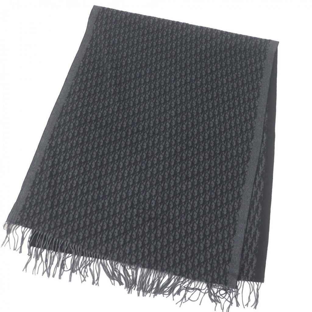 Dior Homme Silk 100% Oblique Logo All Over Pattern Large Shawl Fringe Scarf — view 3