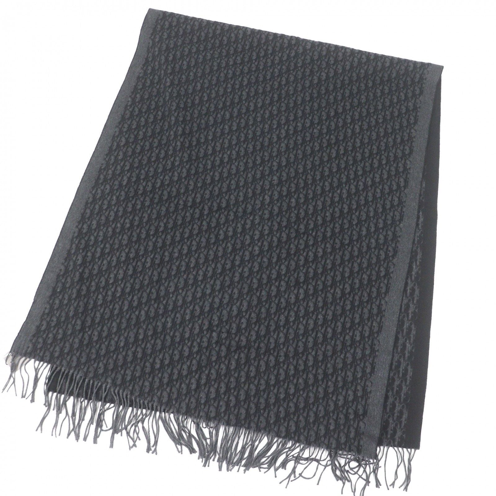Dior Homme Silk 100% Oblique Logo All Over Pattern Large Shawl Fringe Scarf — view 3