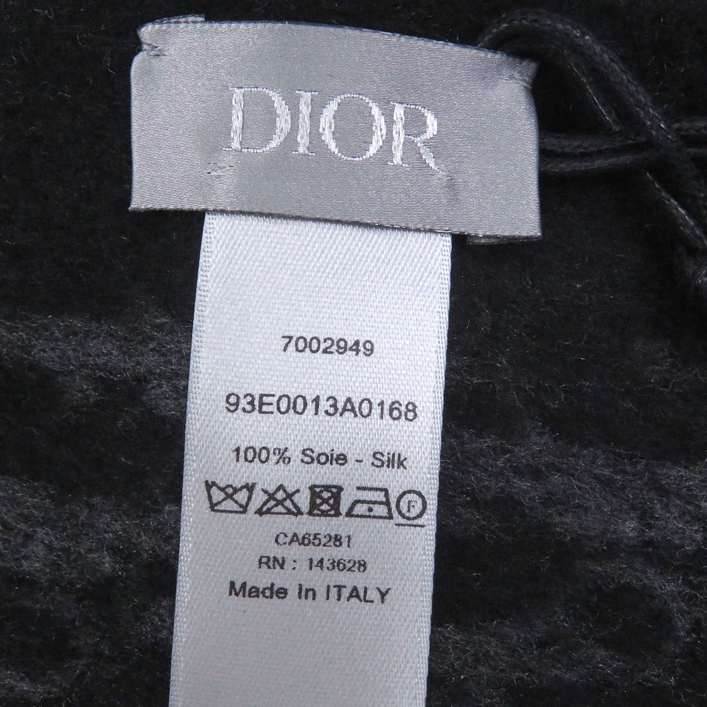 Dior Homme Silk 100% Oblique Logo All Over Pattern Large Shawl Fringe Scarf — view 6