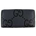 Gucci Maxi GG Zip Around Wallet Leather Gray Black Recommended