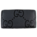 Gucci Maxi GG Zip Around Wallet Leather Gray Black Recommended