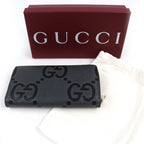 Gucci Maxi GG Zip Around Wallet Leather Gray Black Recommended — view 2
