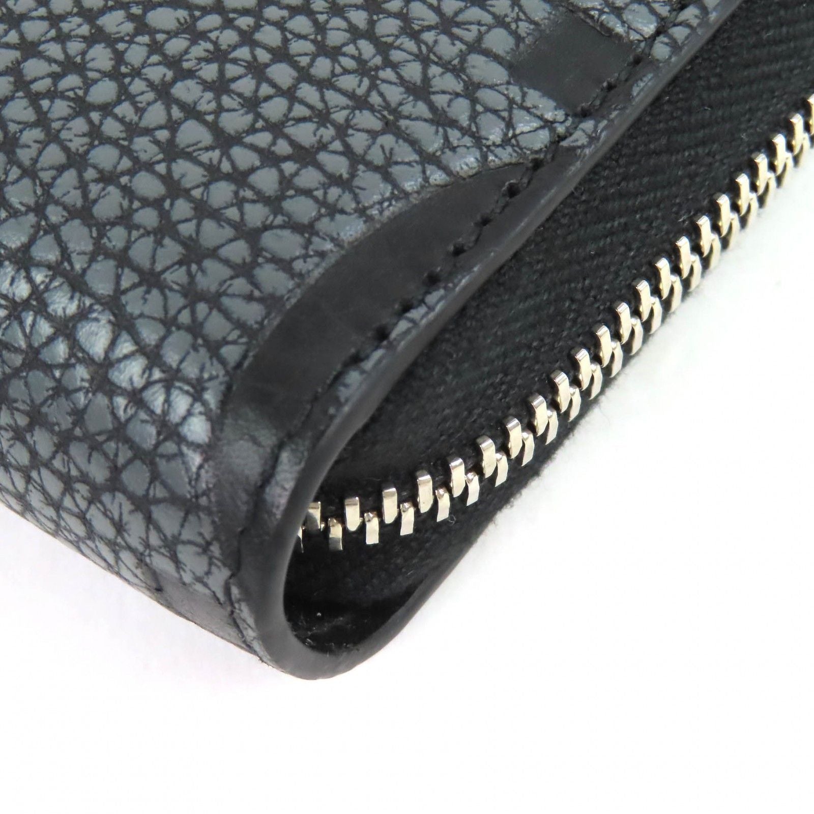 Gucci Maxi GG Zip Around Wallet Leather Gray Black Recommended — view 6