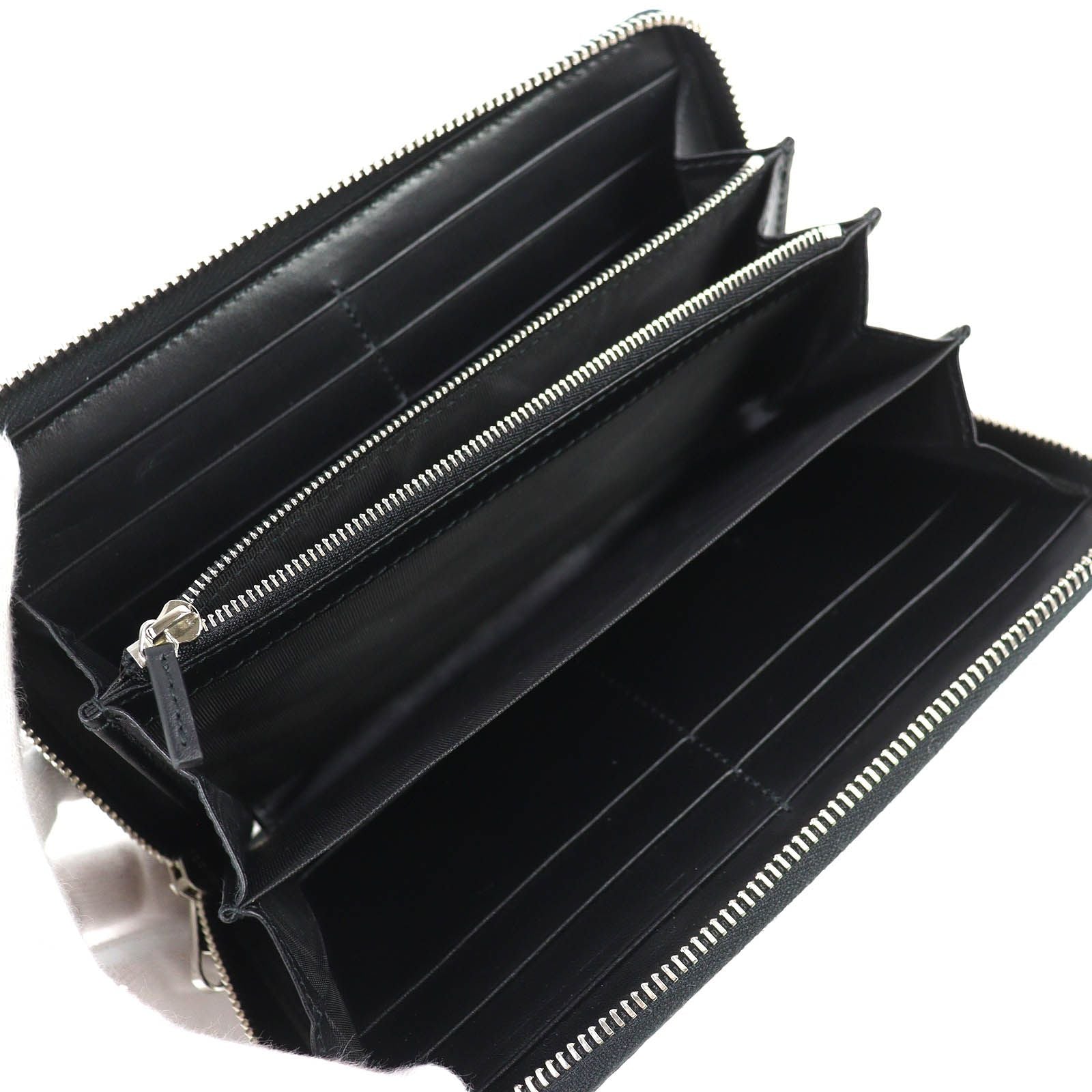 Gucci Maxi GG Zip Around Wallet Leather Gray Black Recommended — view 5