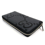 Gucci Maxi GG Zip Around Wallet Leather Gray Black Recommended — view 4