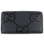 Gucci Maxi GG Zip Around Wallet Leather Gray Black Recommended — view 3