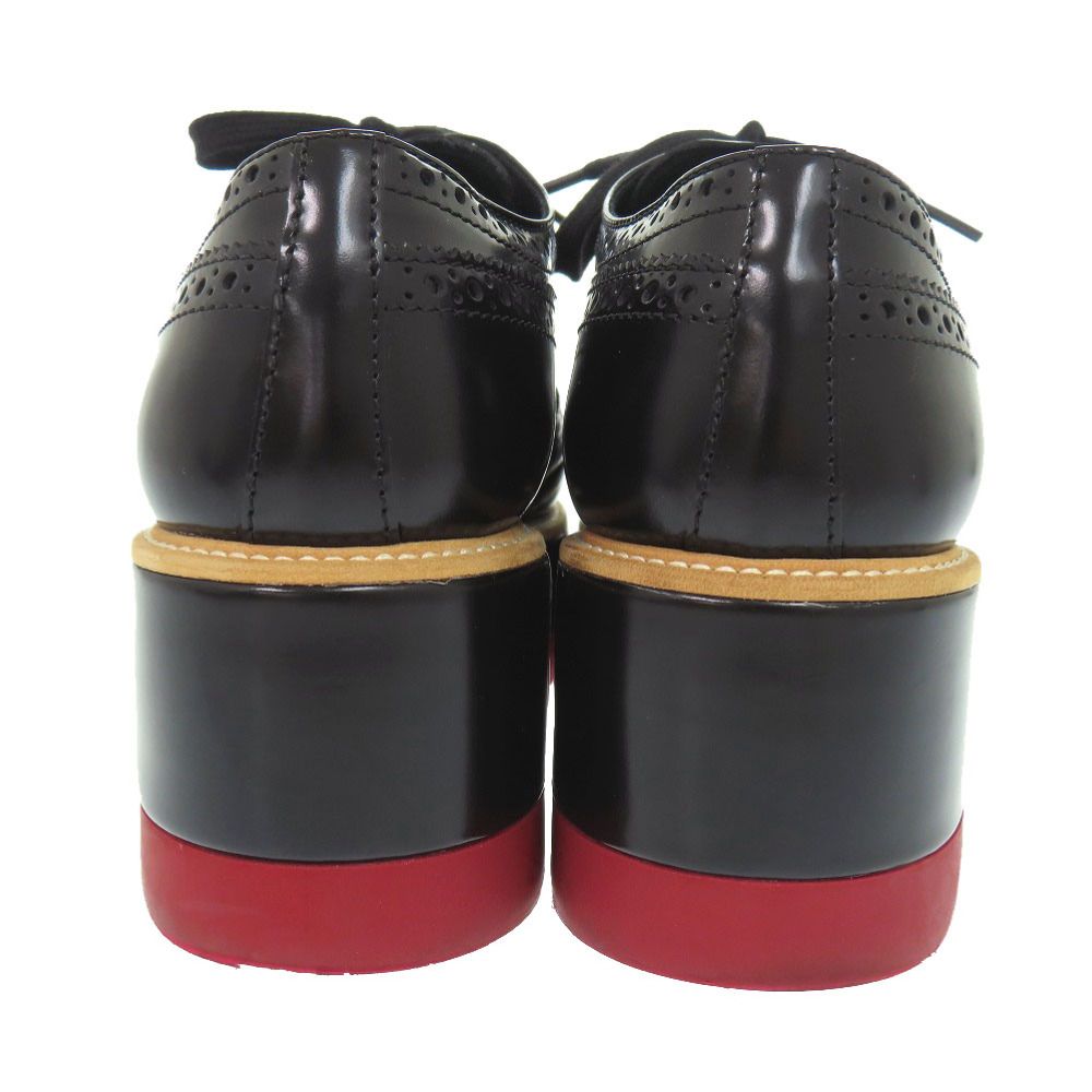 Prada Platform Thick Sole Wingtip 36.5 Leather Rubber Black Shoes Loafers — view 3