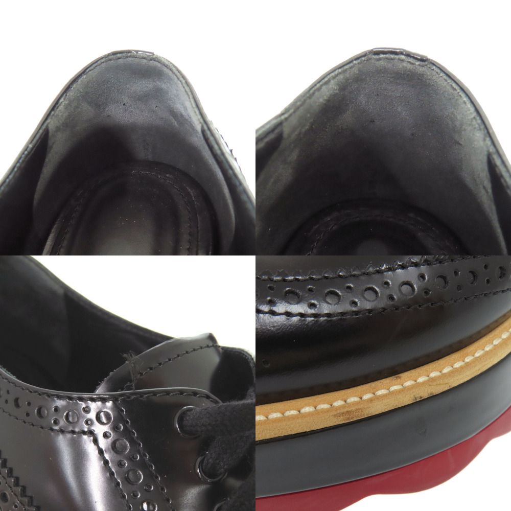 Prada Platform Thick Sole Wingtip 36.5 Leather Rubber Black Shoes Loafers — view 9
