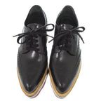 Prada Platform Thick Sole Wingtip 36.5 Leather Rubber Black Shoes Loafers — view 2