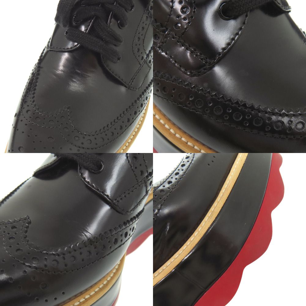 Prada Platform Thick Sole Wingtip 36.5 Leather Rubber Black Shoes Loafers — view 8