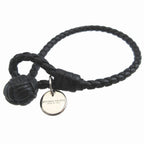 Bottega Veneta Intrecciato Leather Black Bracelet