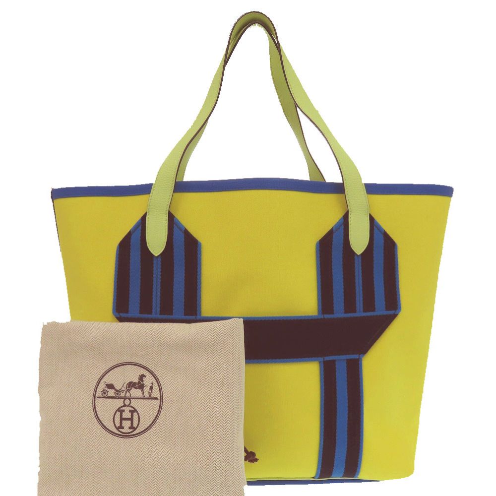 Hermes Pursangle Tote Silver Toile Military Canvas Taurillon Lime Veil — view 2
