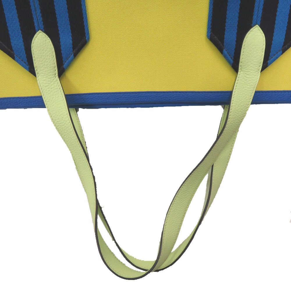Hermes Pursangle Tote Silver Toile Military Canvas Taurillon Lime Veil — view 4