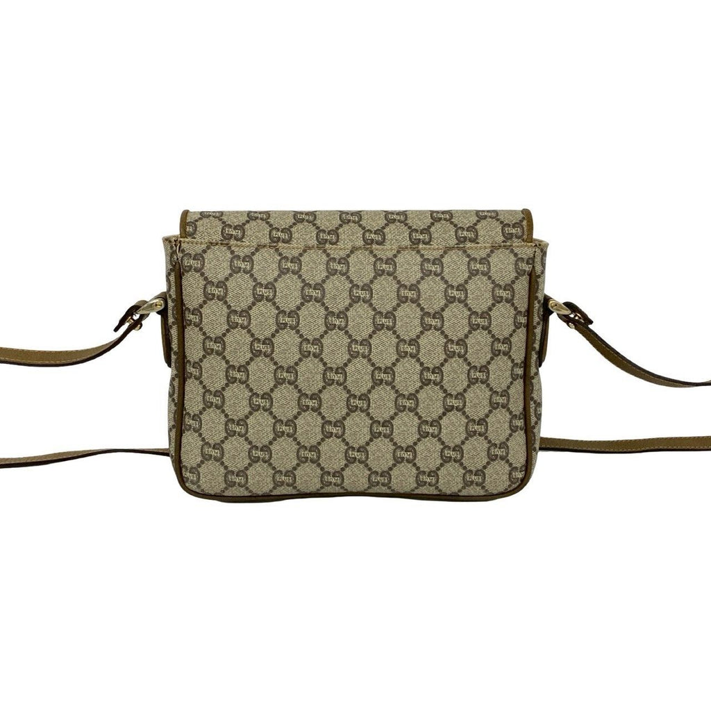 Gucci Vintage Plus Logo Leather Shoulder Bag Pochette Brown — view 3