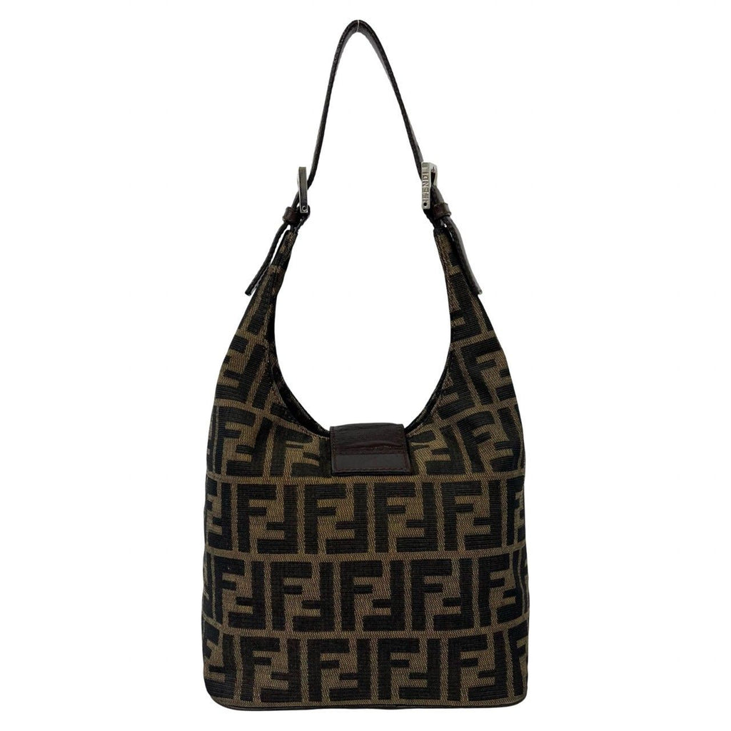 Fendi Zucca FF Pattern Canvas Leather Shoulder Bag Mini Tote Brown — view 3