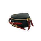 Prada Triangle Logo Saffiano Leather 2-Way Shoulder Bag Black Red — view 5
