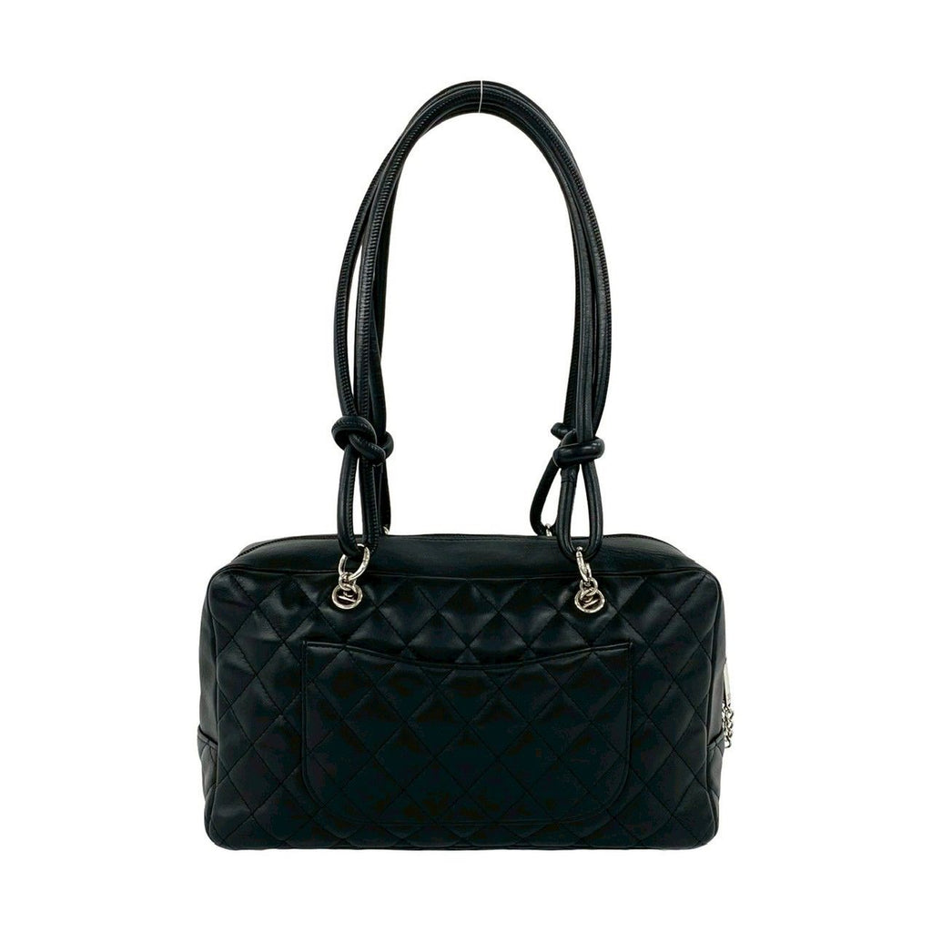 Chanel Cambon Line CC Logo Leather Shoulder Bag Black — view 3