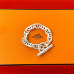Hermes Chaine D'ancre TGM 11 Pieces 925 Sterling Silver Bracelet Chain Bangle