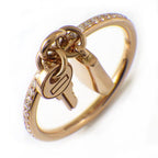 Hermes Ring Kelly Clochette PM Key Lock Points Half Circle Diamond Total 18k — view 9