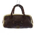 Fendi Shearling Handbag Zucca Pattern Brown