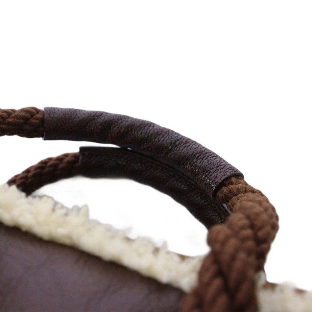 Fendi Shearling Handbag Zucca Pattern Brown — view 7