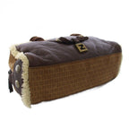 Fendi Shearling Handbag Zucca Pattern Brown — view 4