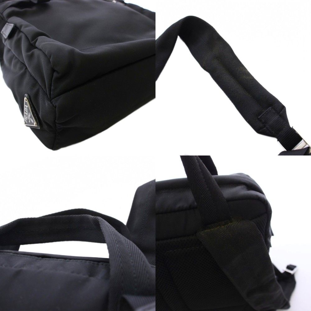 Prada Nylon Backpack Triangular Plate Black — view 9