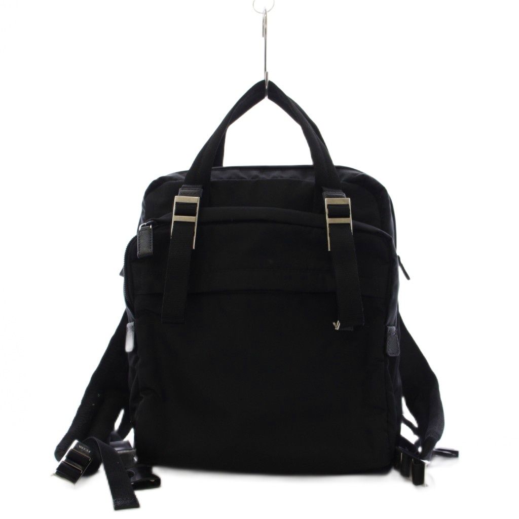 Prada Nylon Backpack Triangular Plate Black
