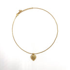 Dior Emblem Logo Heart Color Stone Clear Gold Necklace — view 3