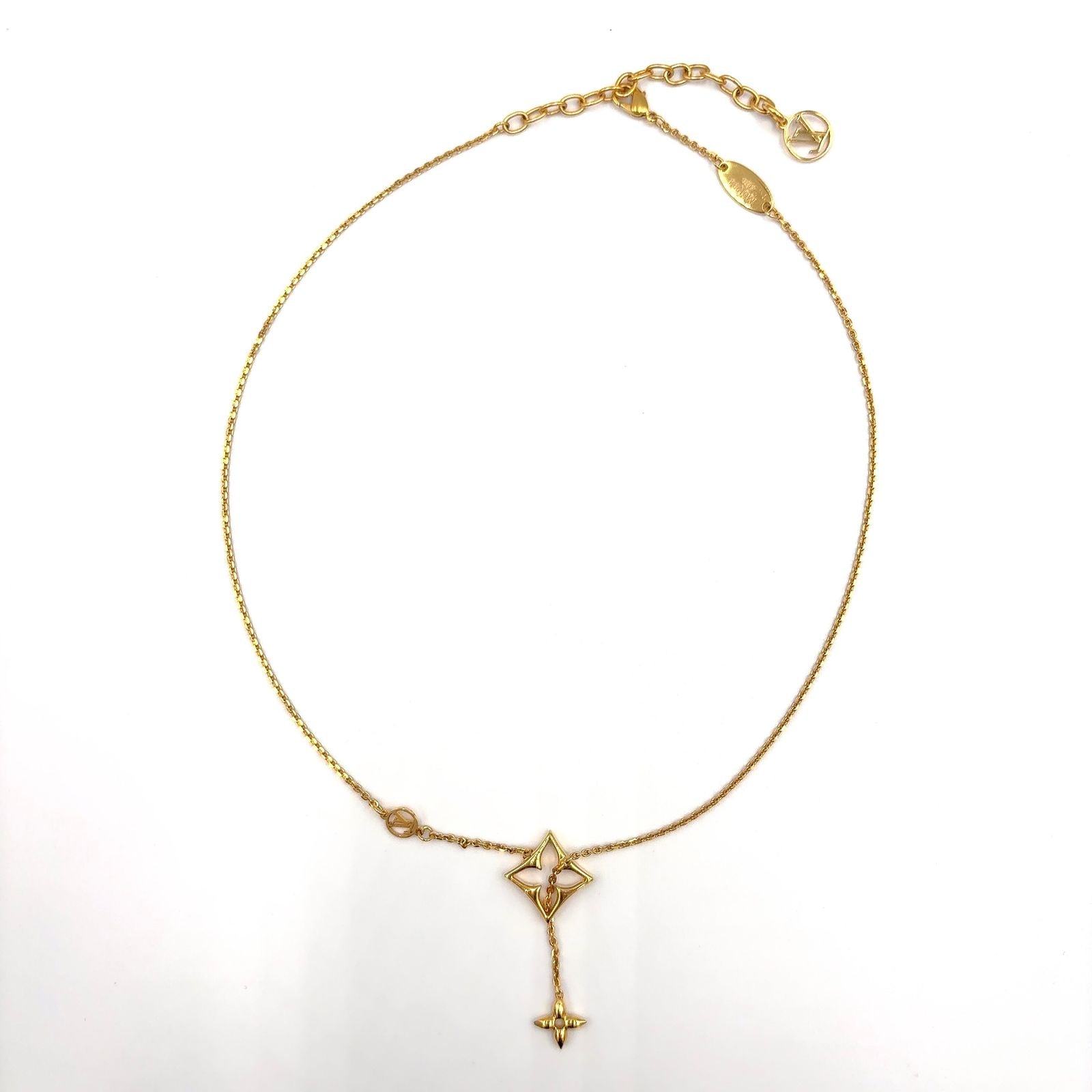 Louis Vuitton LV Flower Lambskin Gold Plated Necklace — view 3