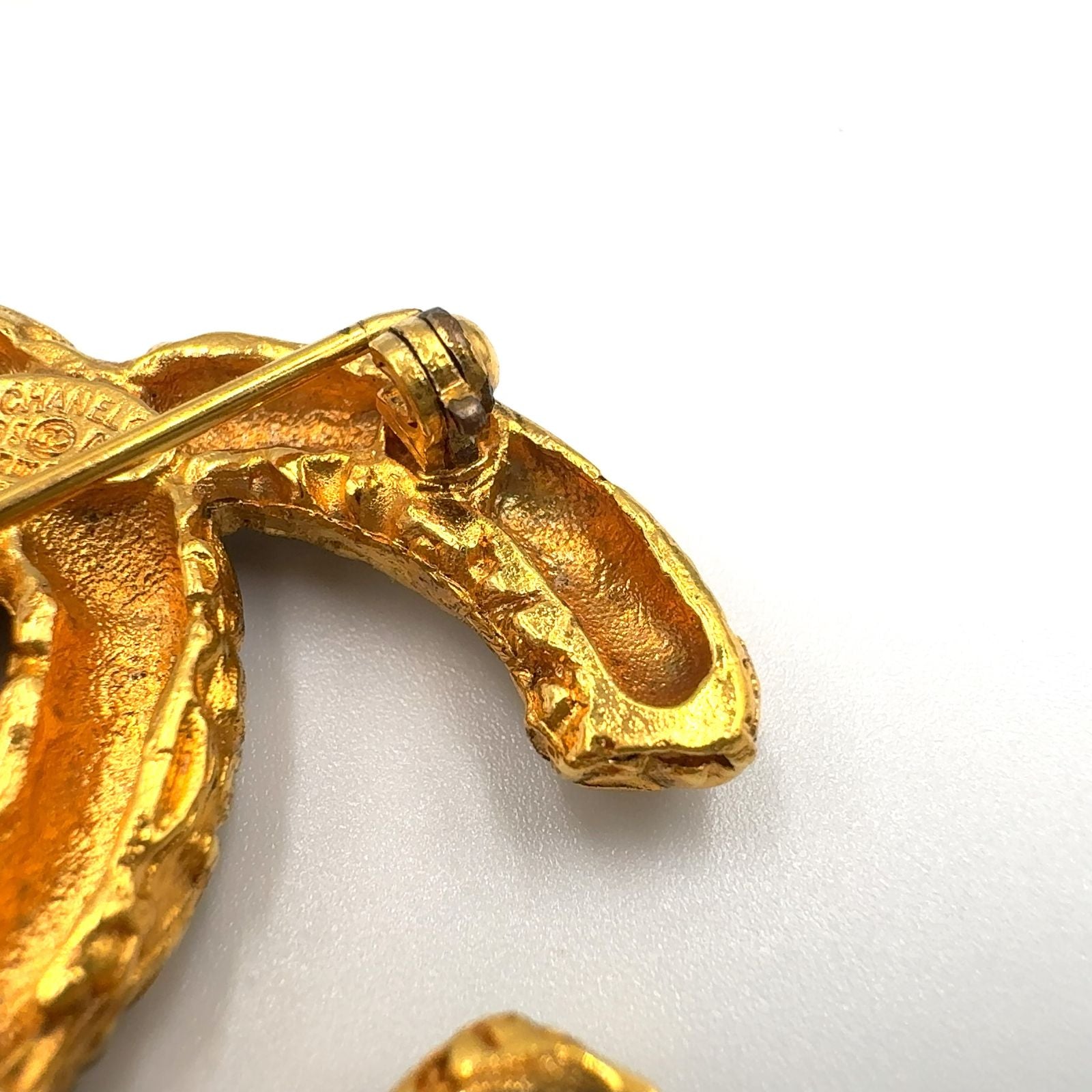 Chanel CC Logo Lava Gold Plated Brooch — view 8
