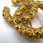 Chanel CC Logo Lava Gold Plated Brooch — view 9