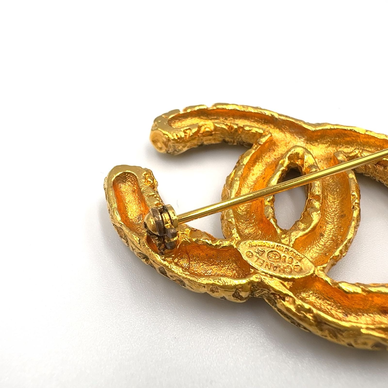 Chanel CC Logo Lava Gold Plated Brooch — view 4