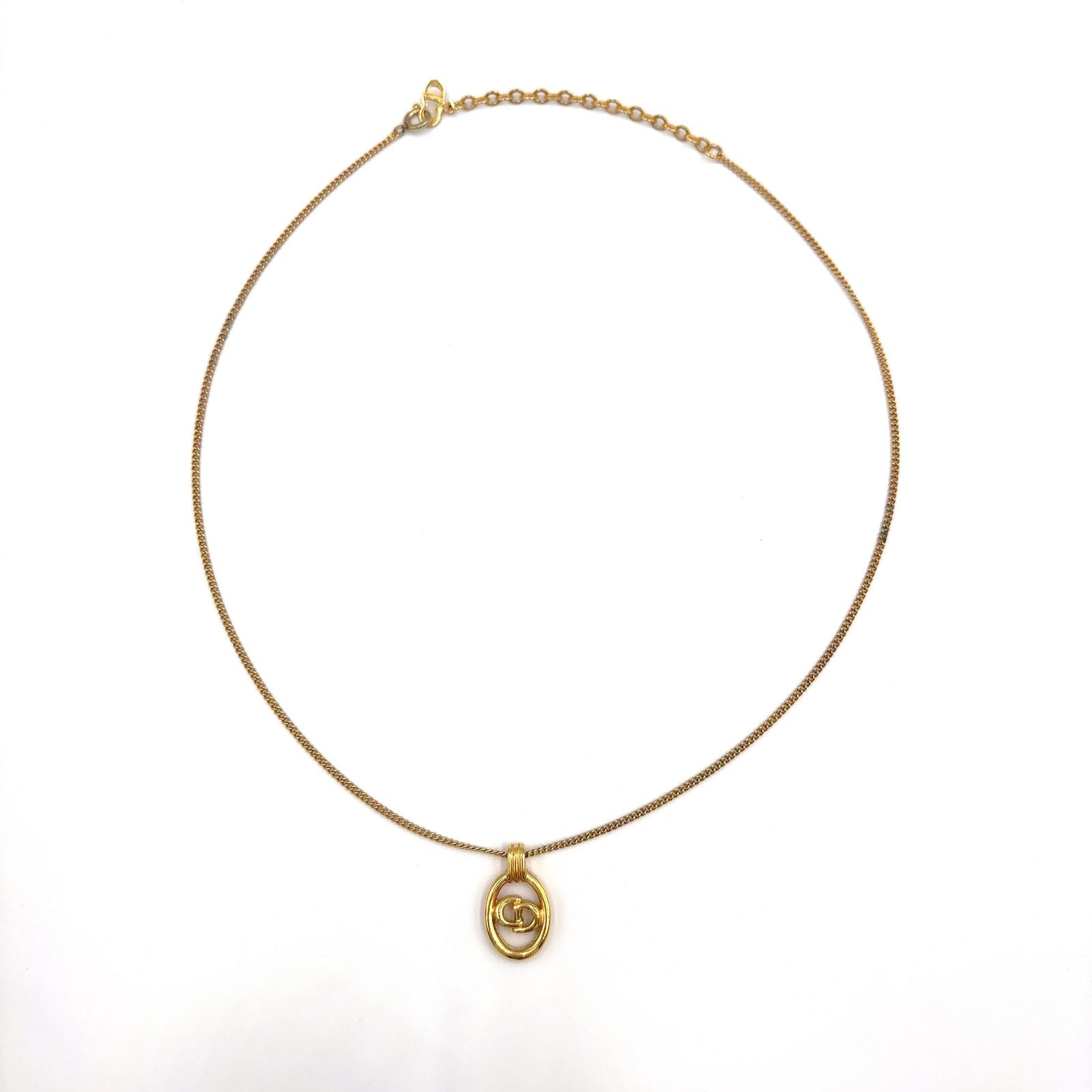 Dior CD Logo Oval Gold Plated Necklace — view 5