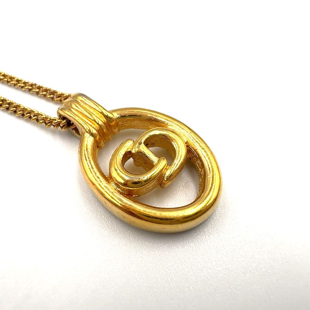 Dior CD Logo Oval Gold Plated Necklace — view 9