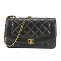 Chanel Shoulder Bag Diana Lambskin Black Gold Crossbody CC Logo Chain