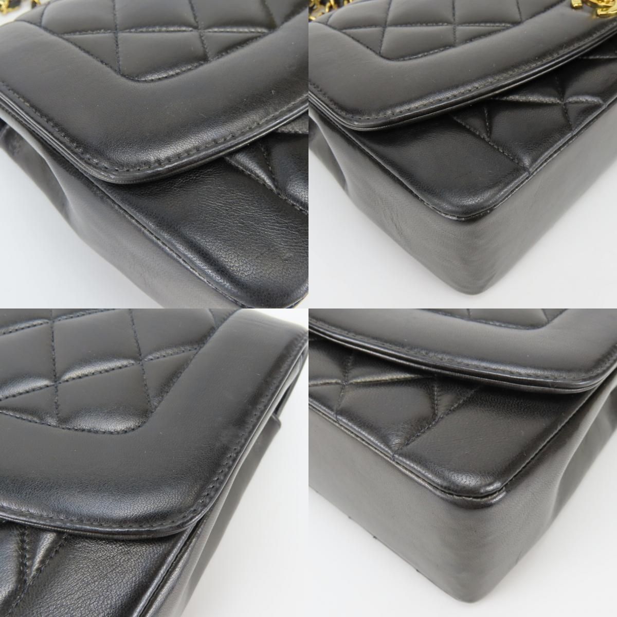 Chanel Shoulder Bag Diana Lambskin Black Gold Crossbody CC Logo Chain — view 3