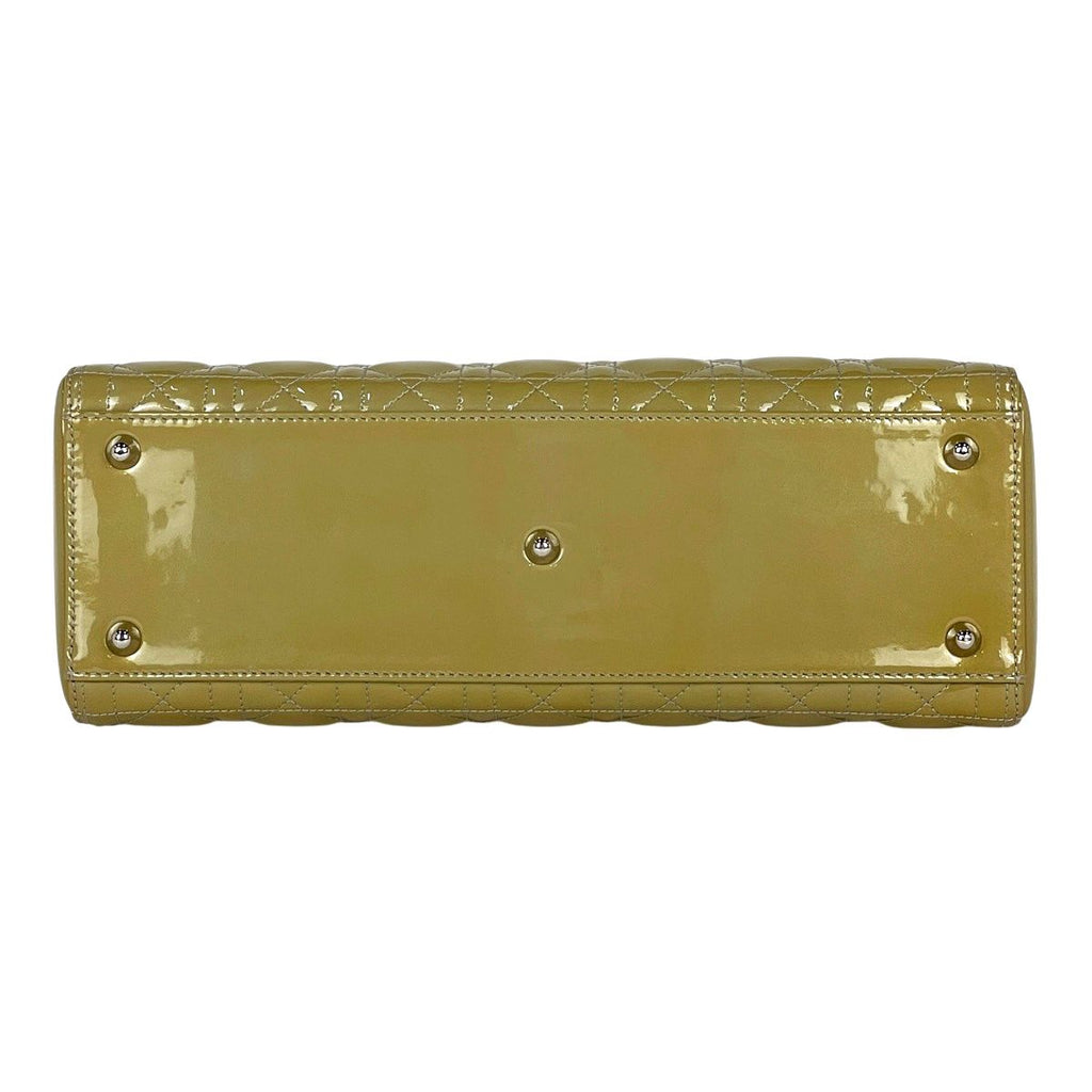 Dior Lady 2-Way Enamel Cannage Handbag Patent Leather Yellow — view 5