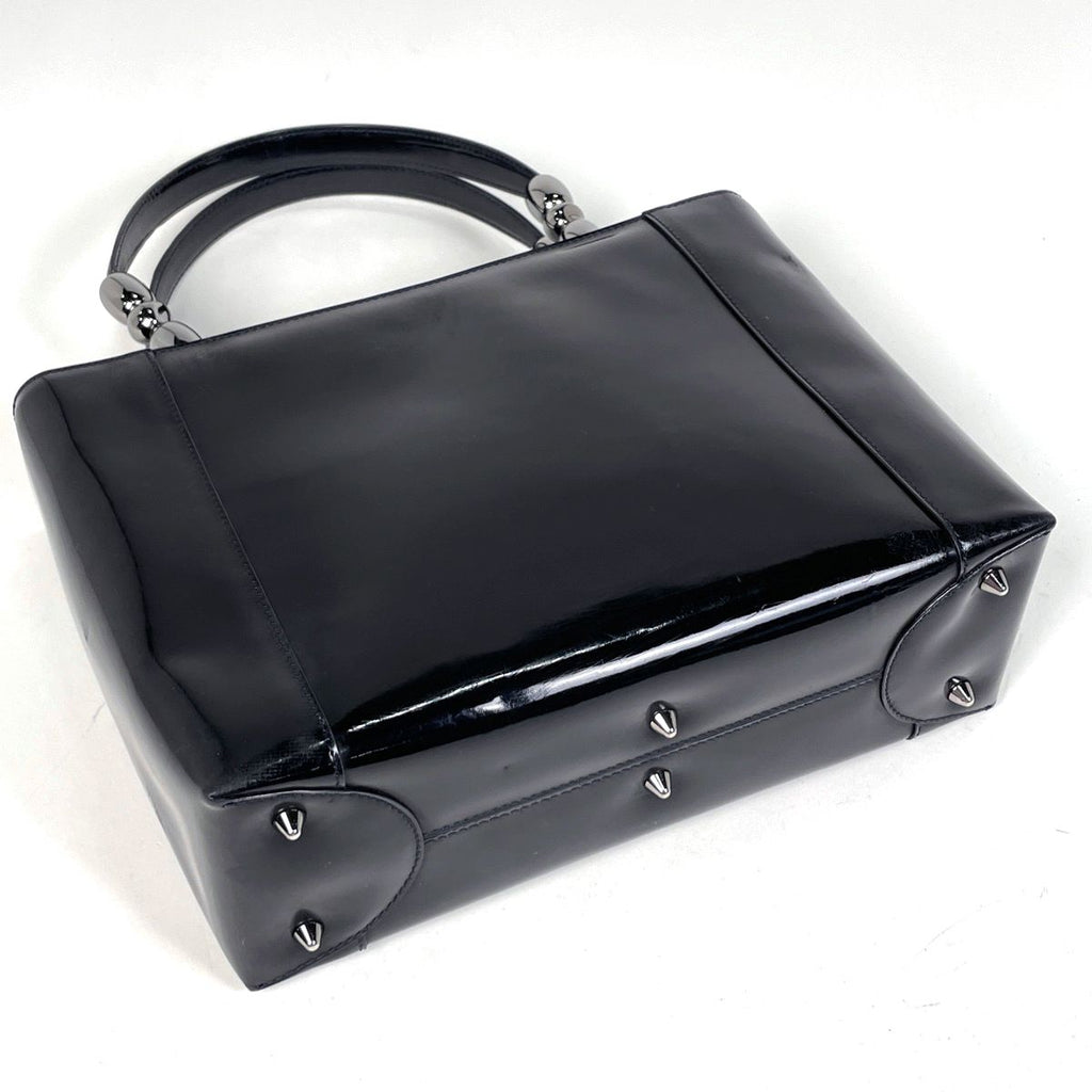 Dior Maris Pearl Handbag 2-Way Enamel Patent Leather Black — view 2