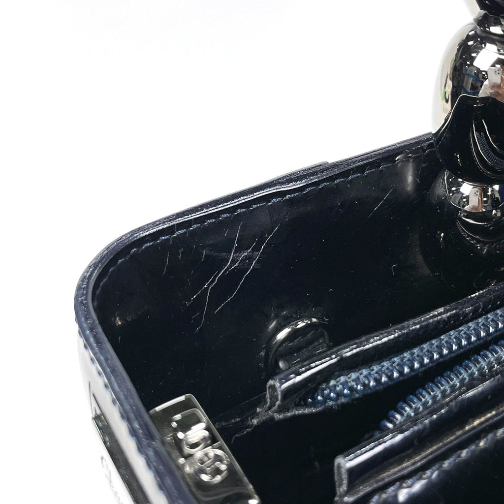 Dior Maris Pearl Handbag 2-Way Enamel Patent Leather Black — view 6
