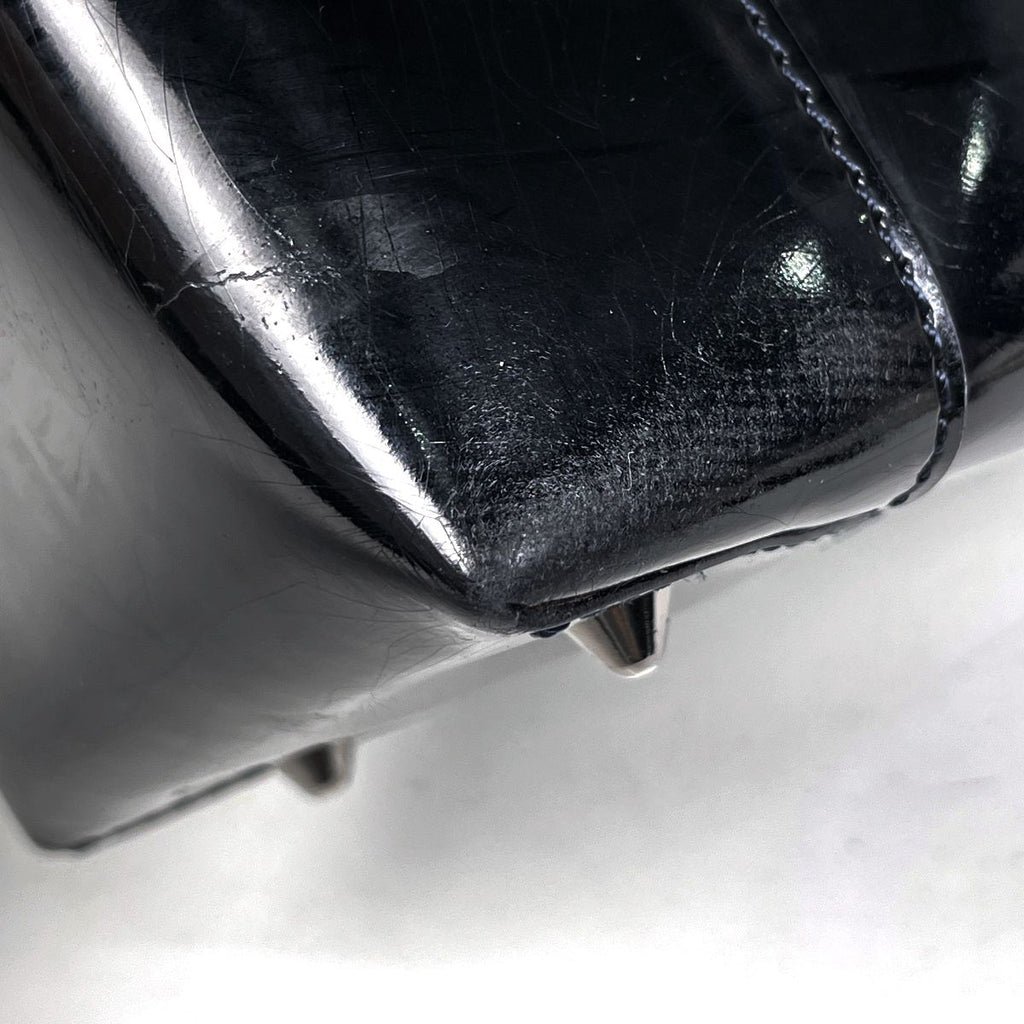 Dior Maris Pearl Handbag 2-Way Enamel Patent Leather Black — view 3
