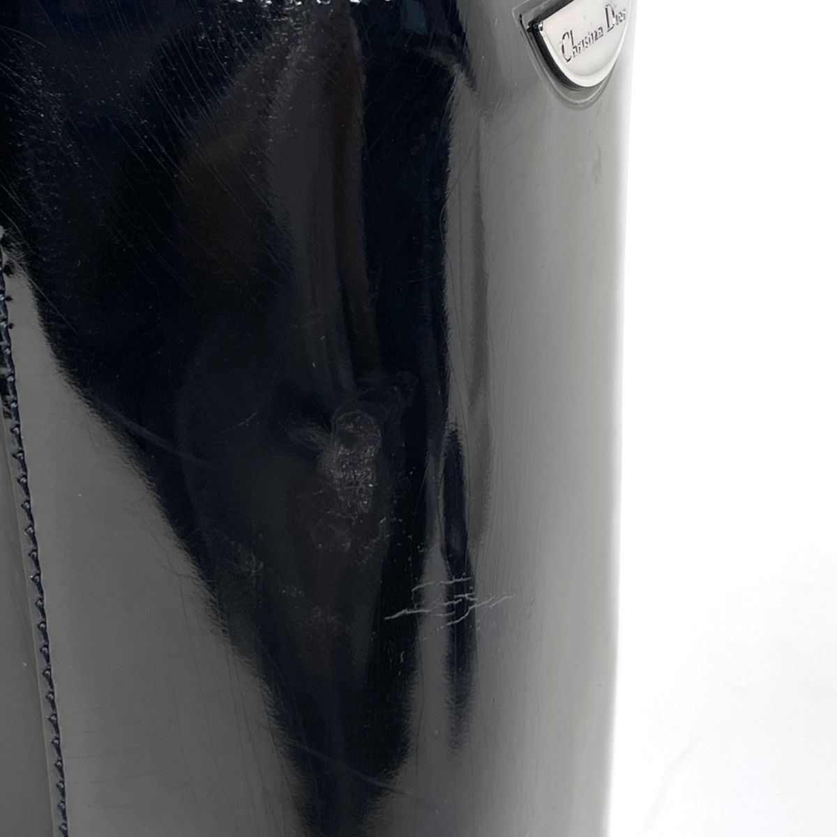 Dior Maris Pearl Handbag 2-Way Enamel Patent Leather Black — view 4