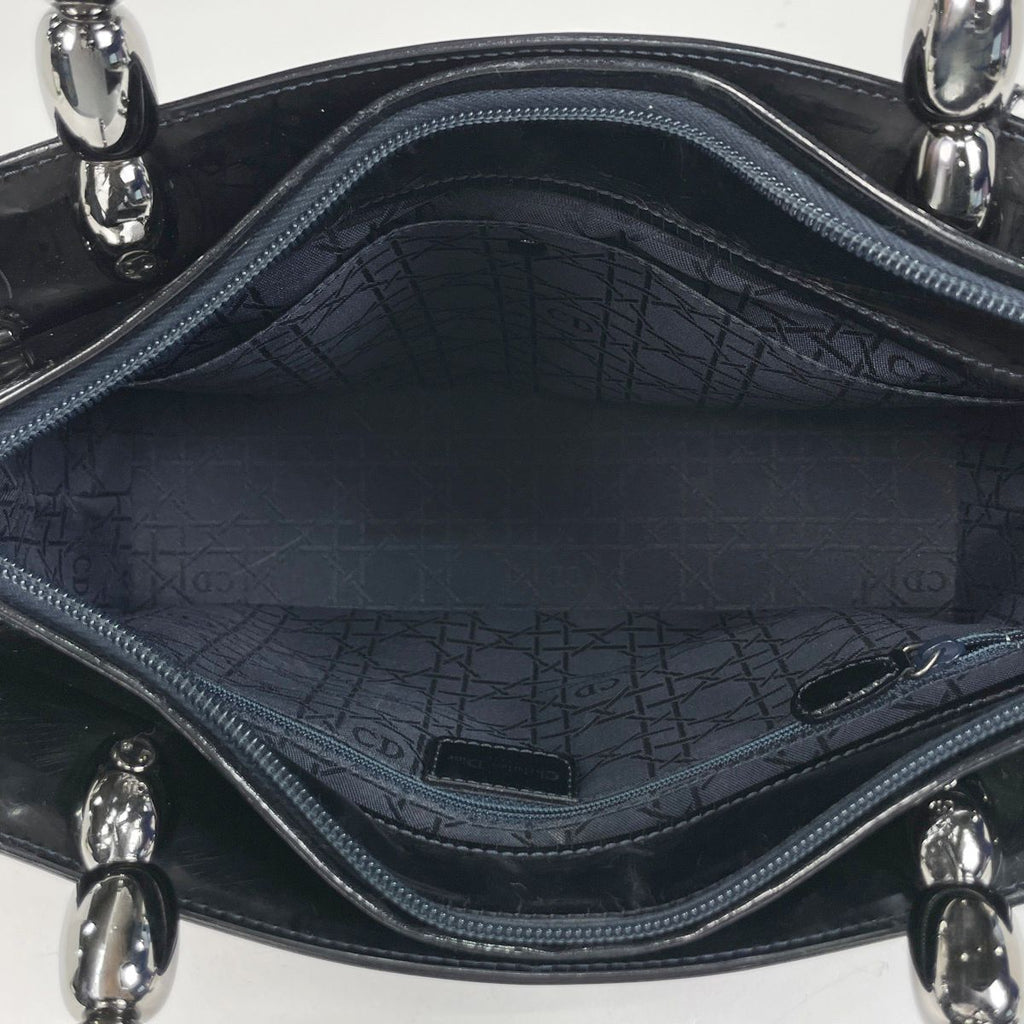 Dior Maris Pearl Handbag 2-Way Enamel Patent Leather Black — view 9