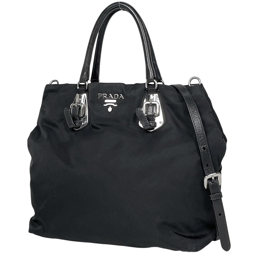 Prada Logo Handbag 2-Way Nylon Nero