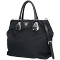 Prada Logo Handbag 2-Way Nylon Nero