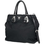 Prada Logo Handbag 2-Way Nylon Nero