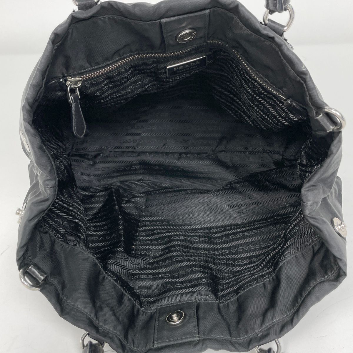 Prada Logo Handbag 2-Way Nylon Nero — view 8
