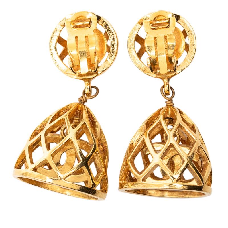 Chanel CC Logo Birdcage Earrings Gold Plated — view 2