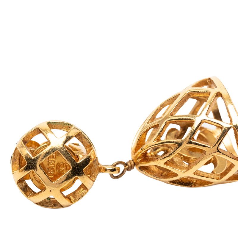 Chanel CC Logo Birdcage Earrings Gold Plated — view 3