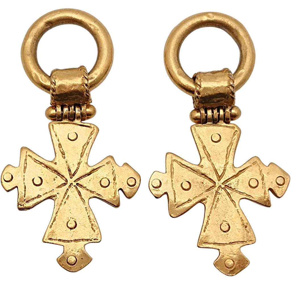 Chanel engraved Vintage Cross Earrings CC Logo Gold — view 5